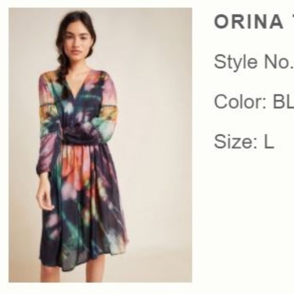 Anthropologie Orina Tie-dyed flowy dress